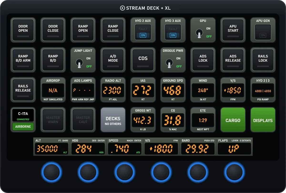 C-17 deck, Stream Deck + XL · Airdrop